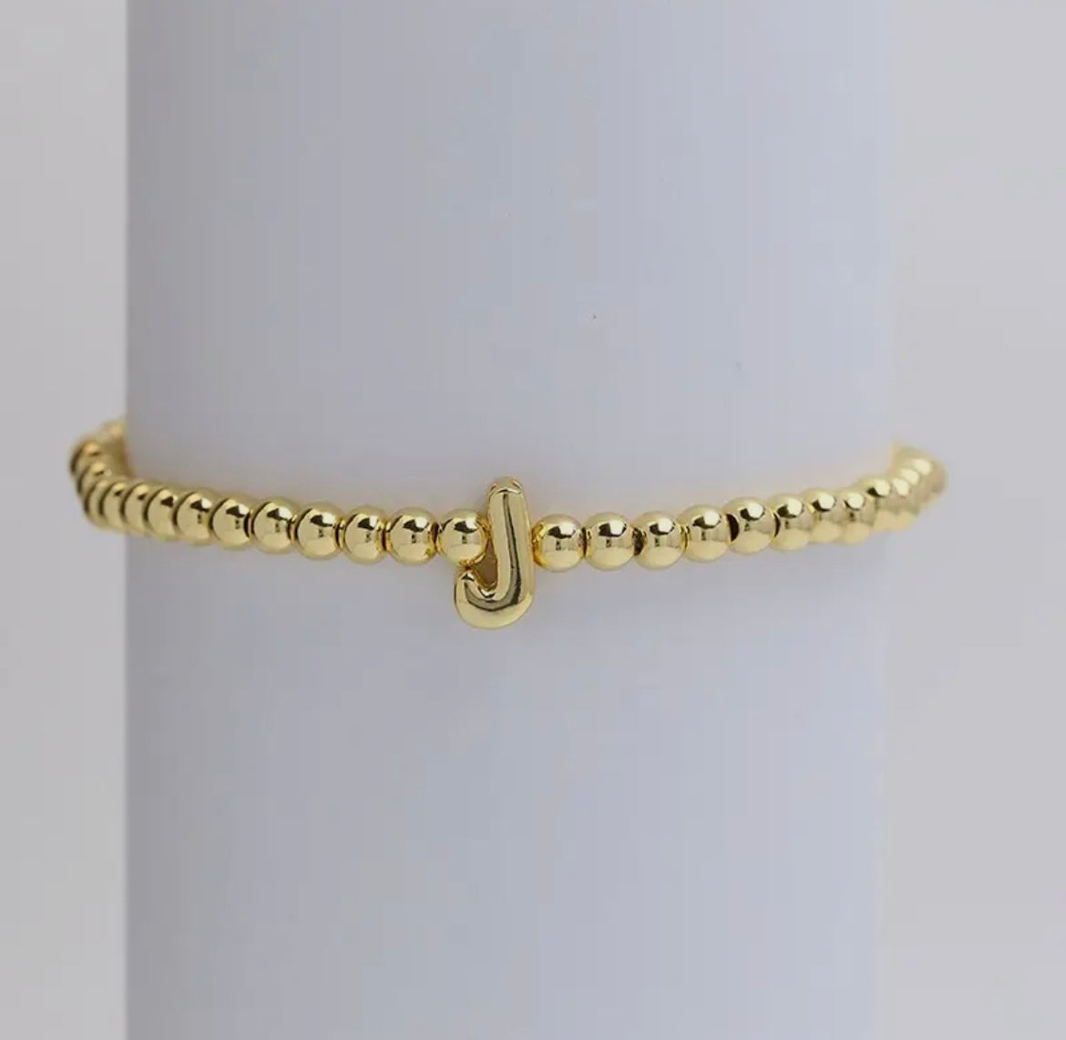 Initial Beaded Bracelet - Gold