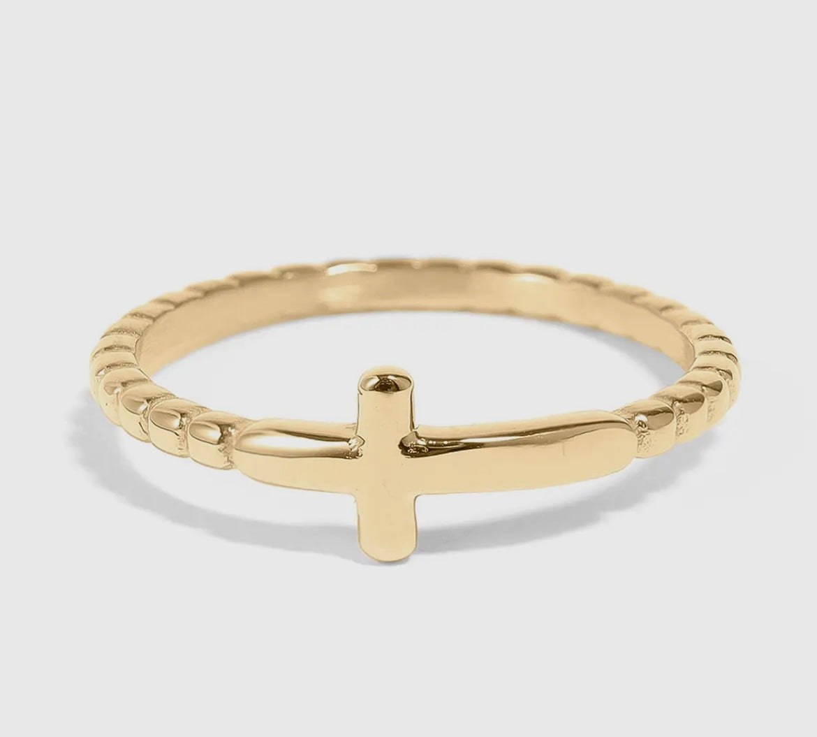 18K Gold Cross Ring
