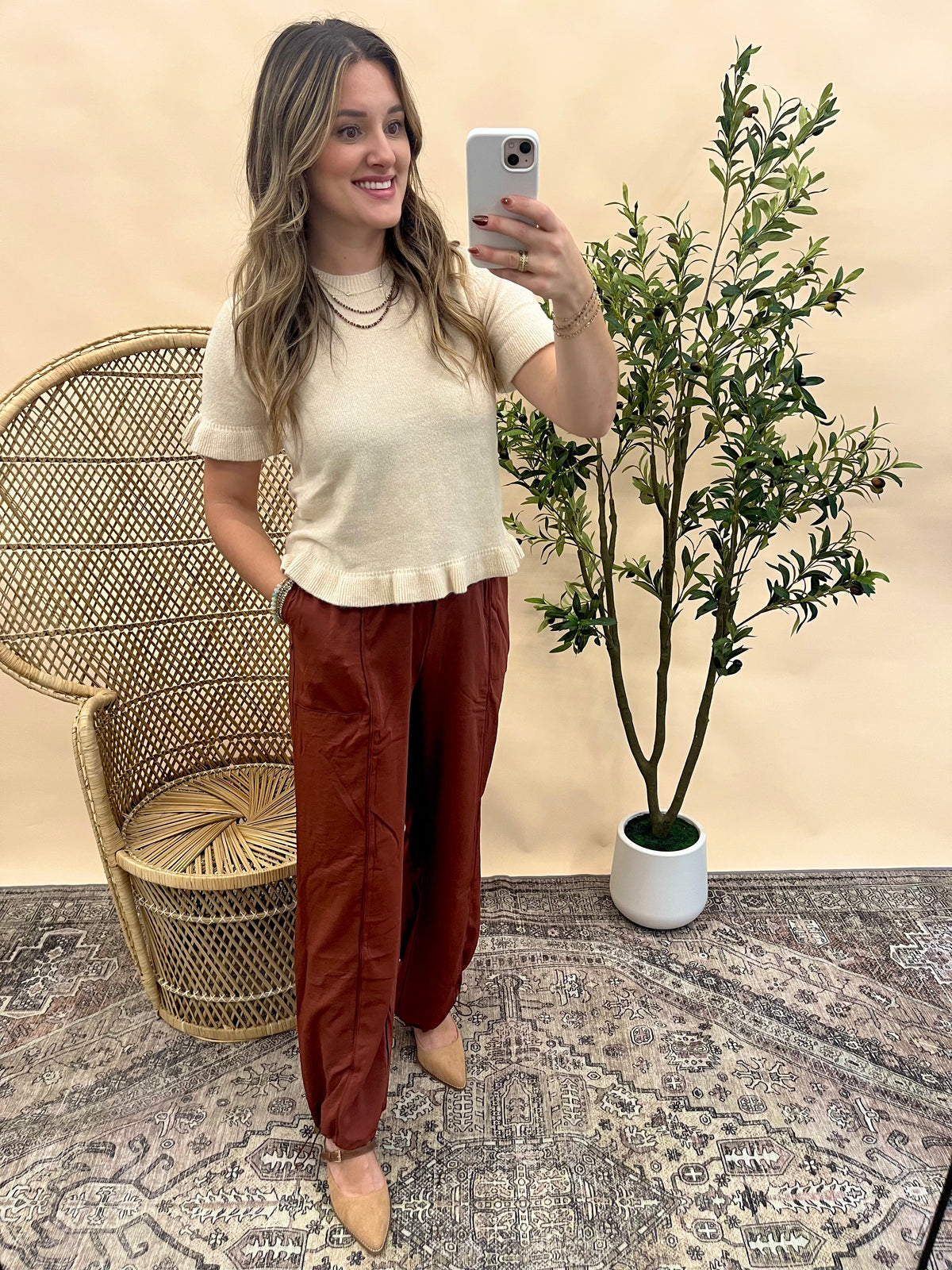 Elowen Satin Joggers - Sienna