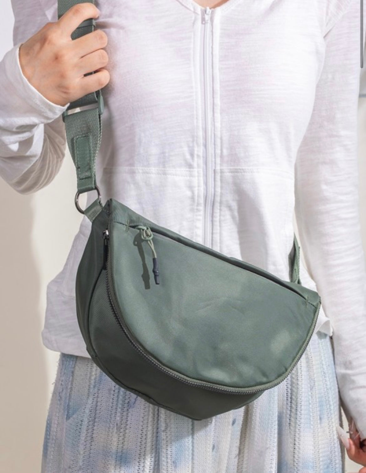 Hayley Nylon Sling Bag - Olive Green