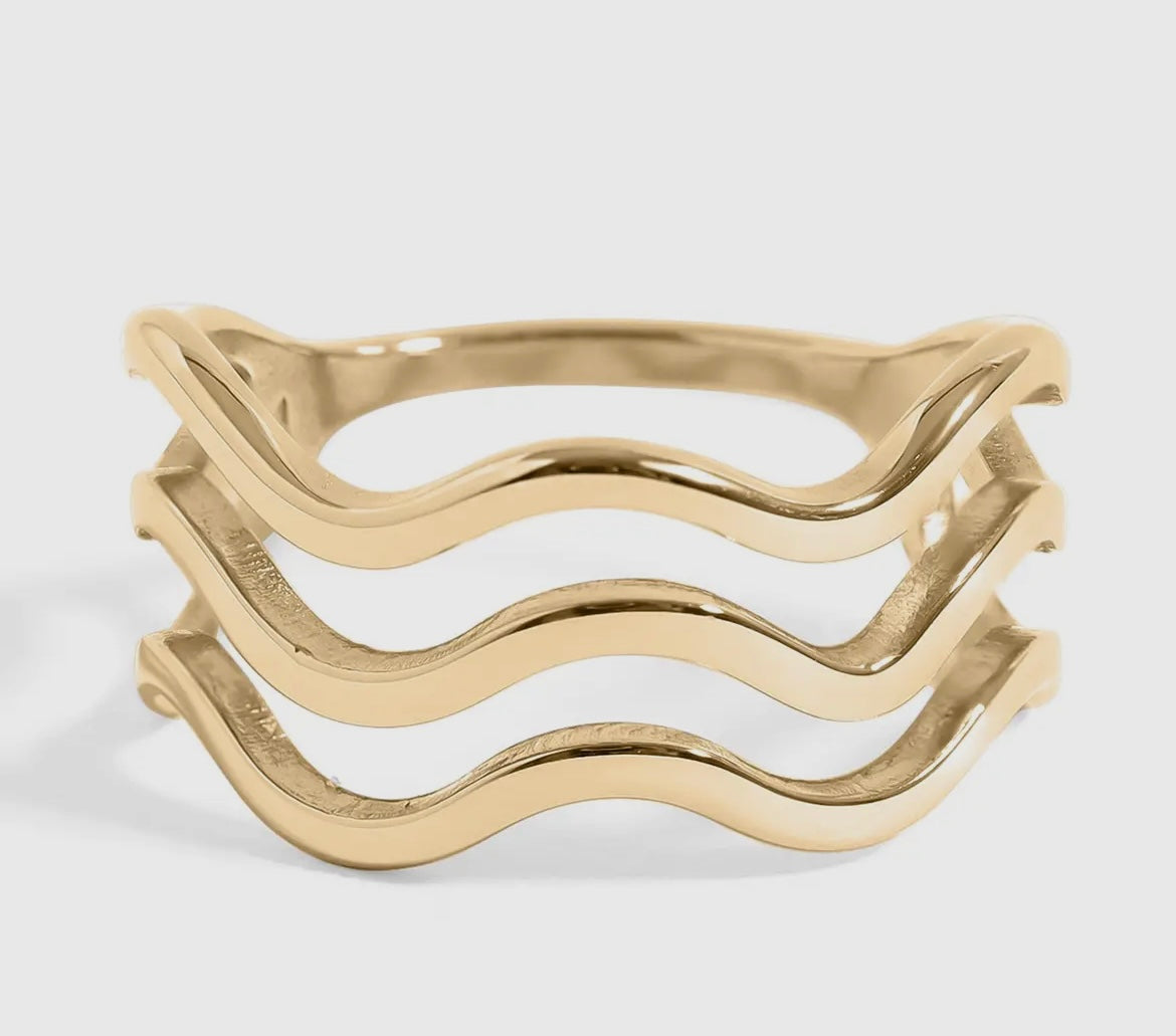 18K Gold Triple Wave Ring