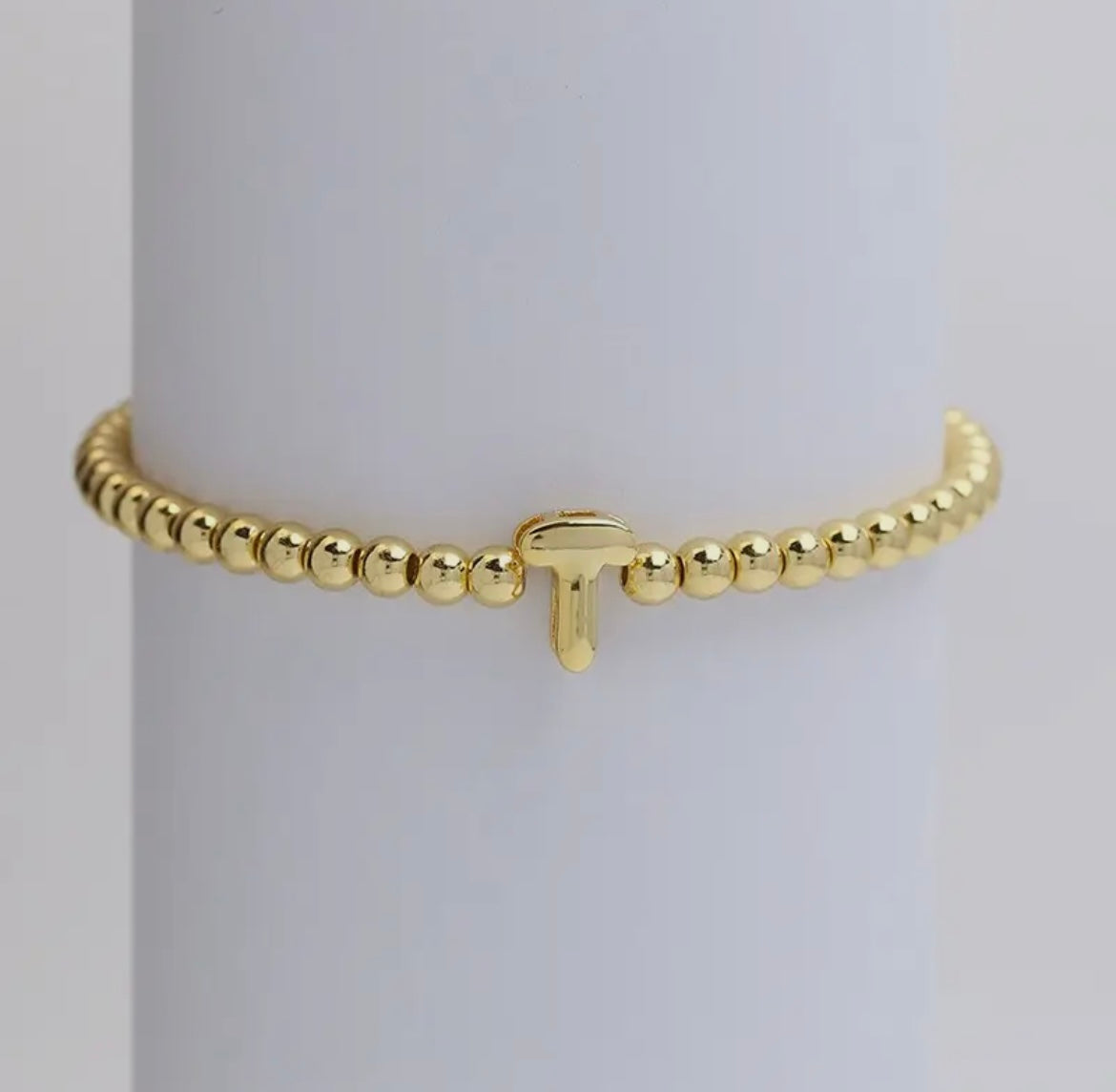 Initial Beaded Bracelet - Gold