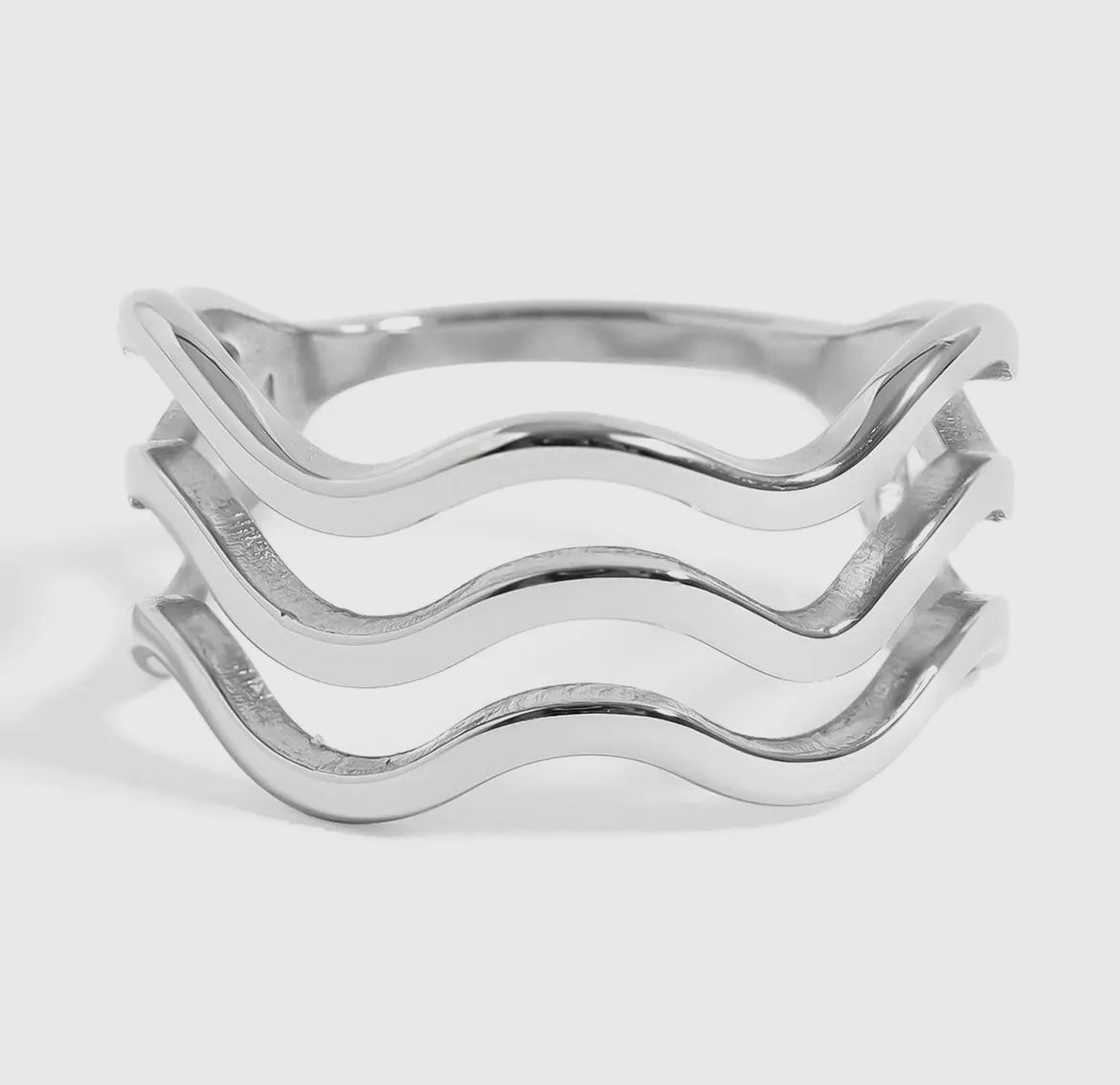 Stainless Steel Triple Wave Ring
