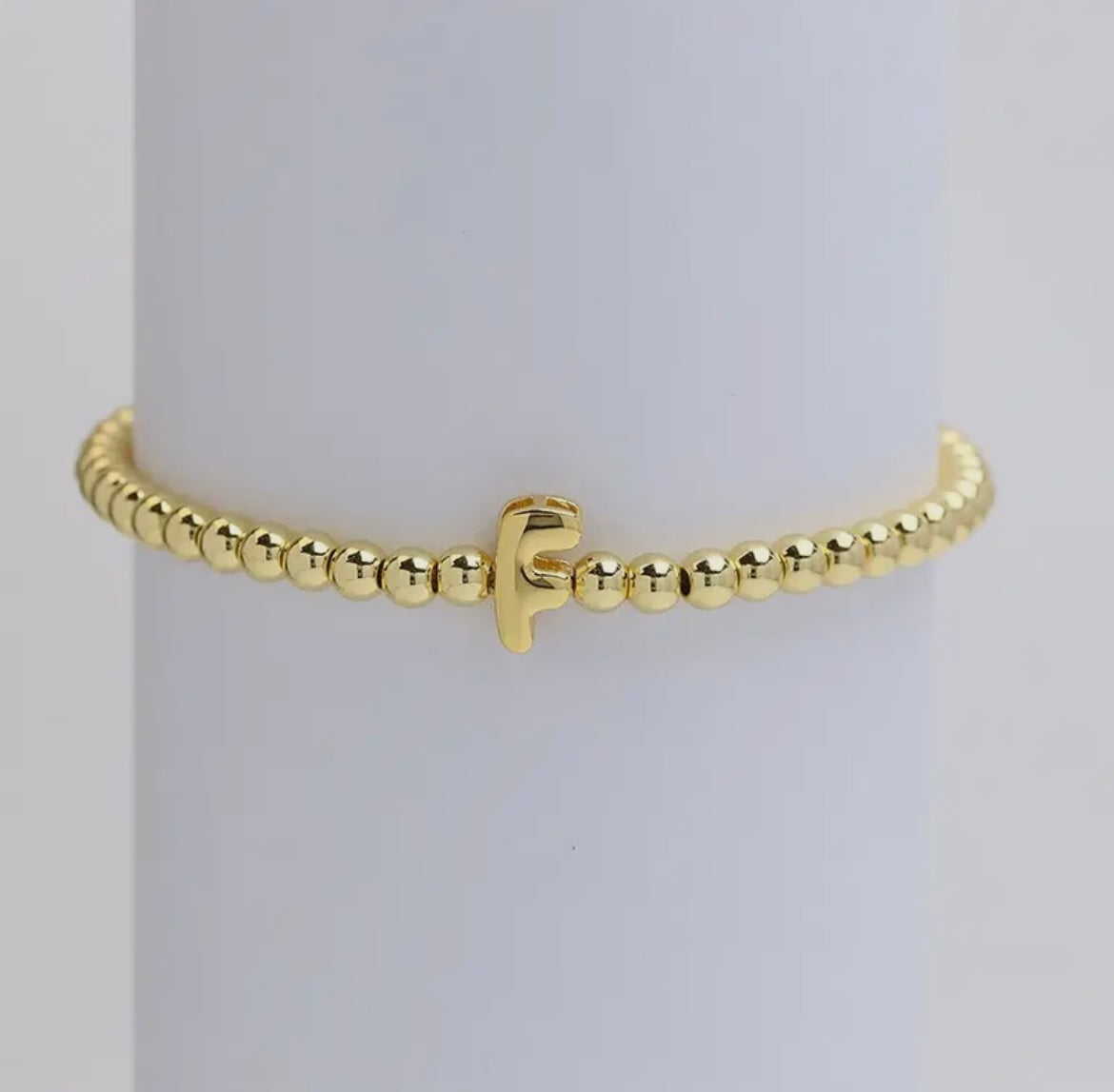 Initial Beaded Bracelet - Gold