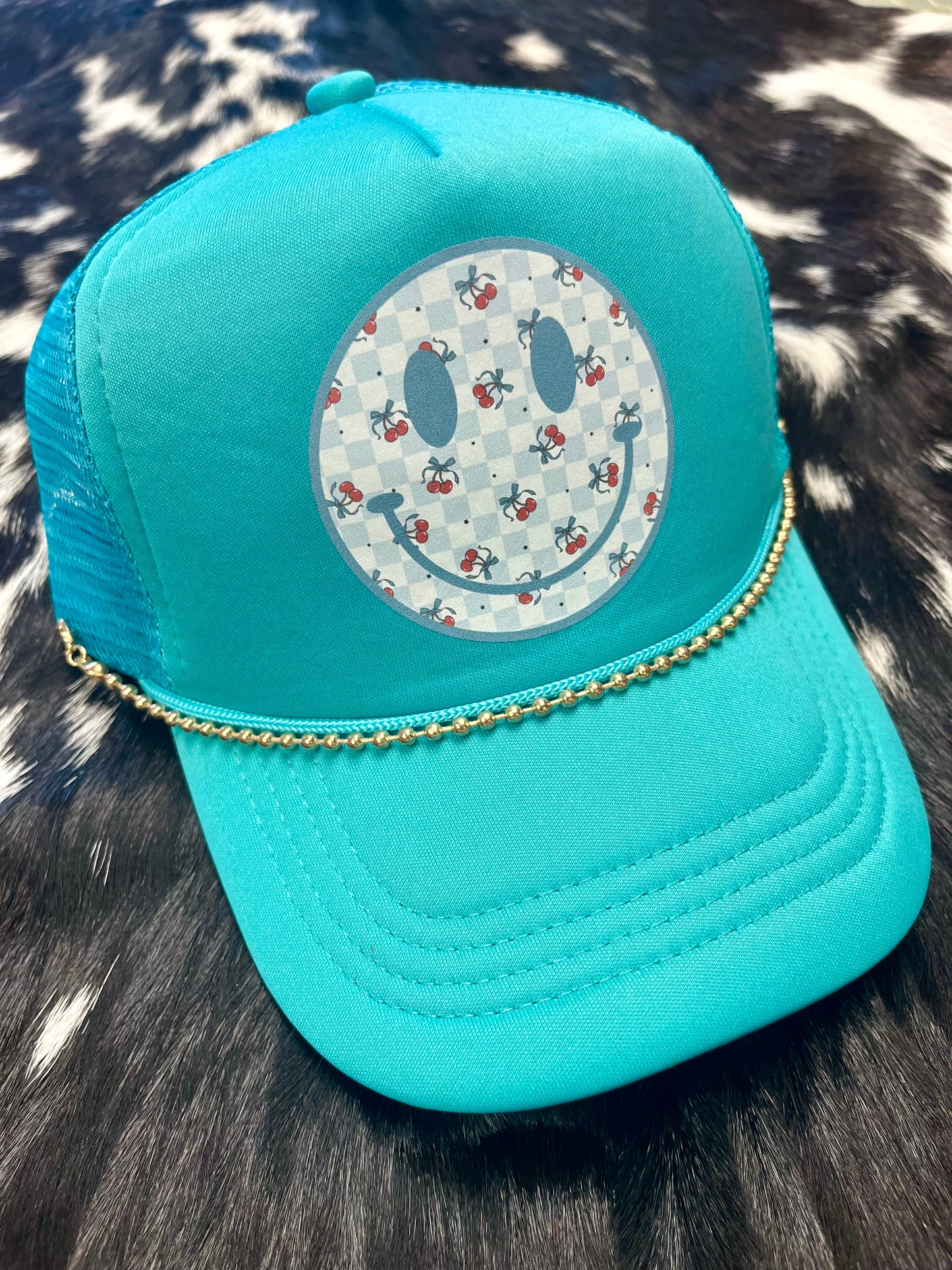 Smiling Face Hat - Turquoise
