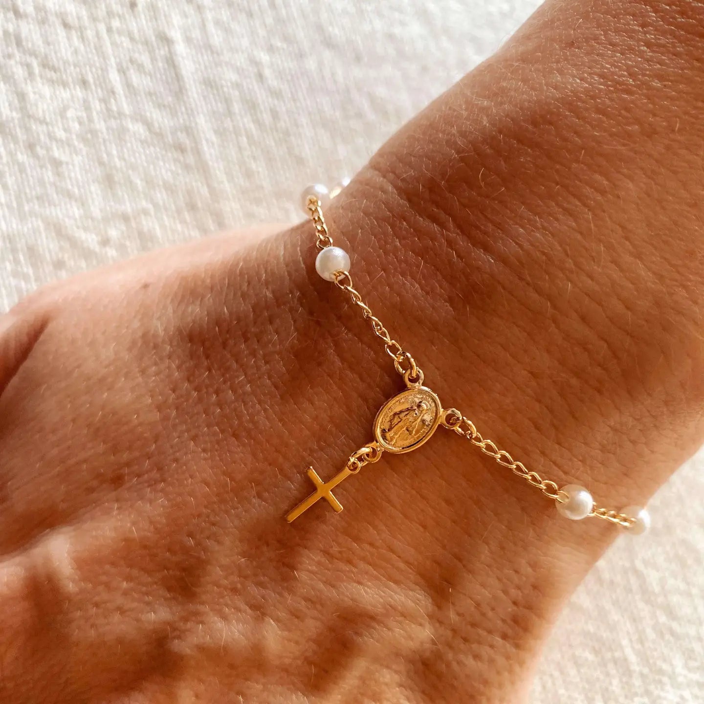 Pearl Rosary Bracelet - 18k Gold