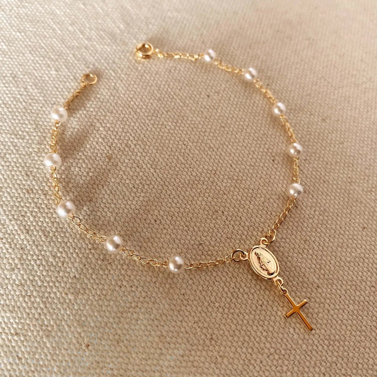 Pearl Rosary Bracelet - 18k Gold
