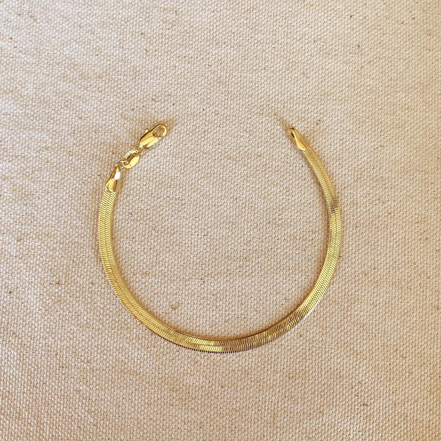 Herringbone Bracelet - 18k Gold