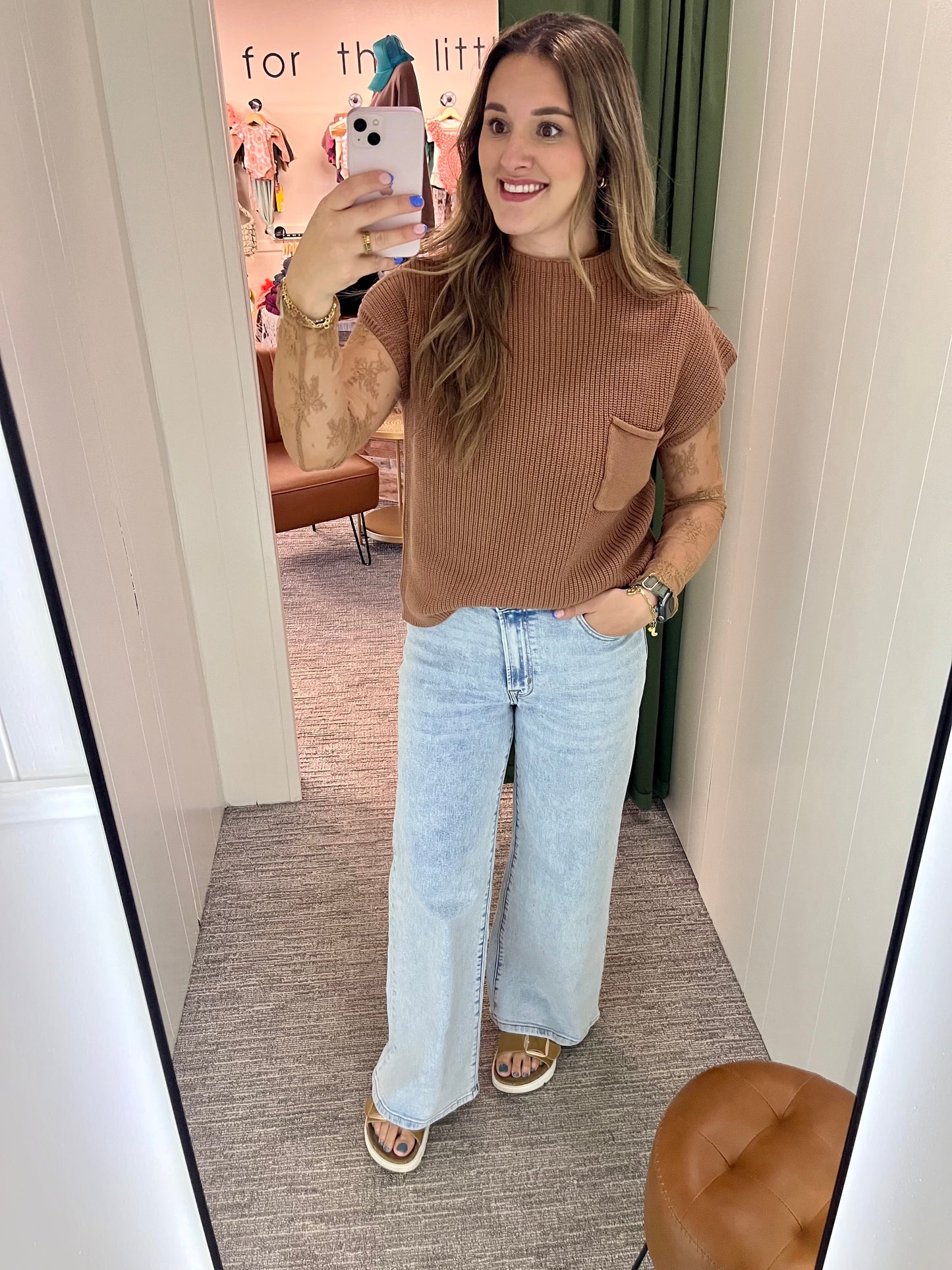 Dahlia Short Sleeve Sweater - Camel