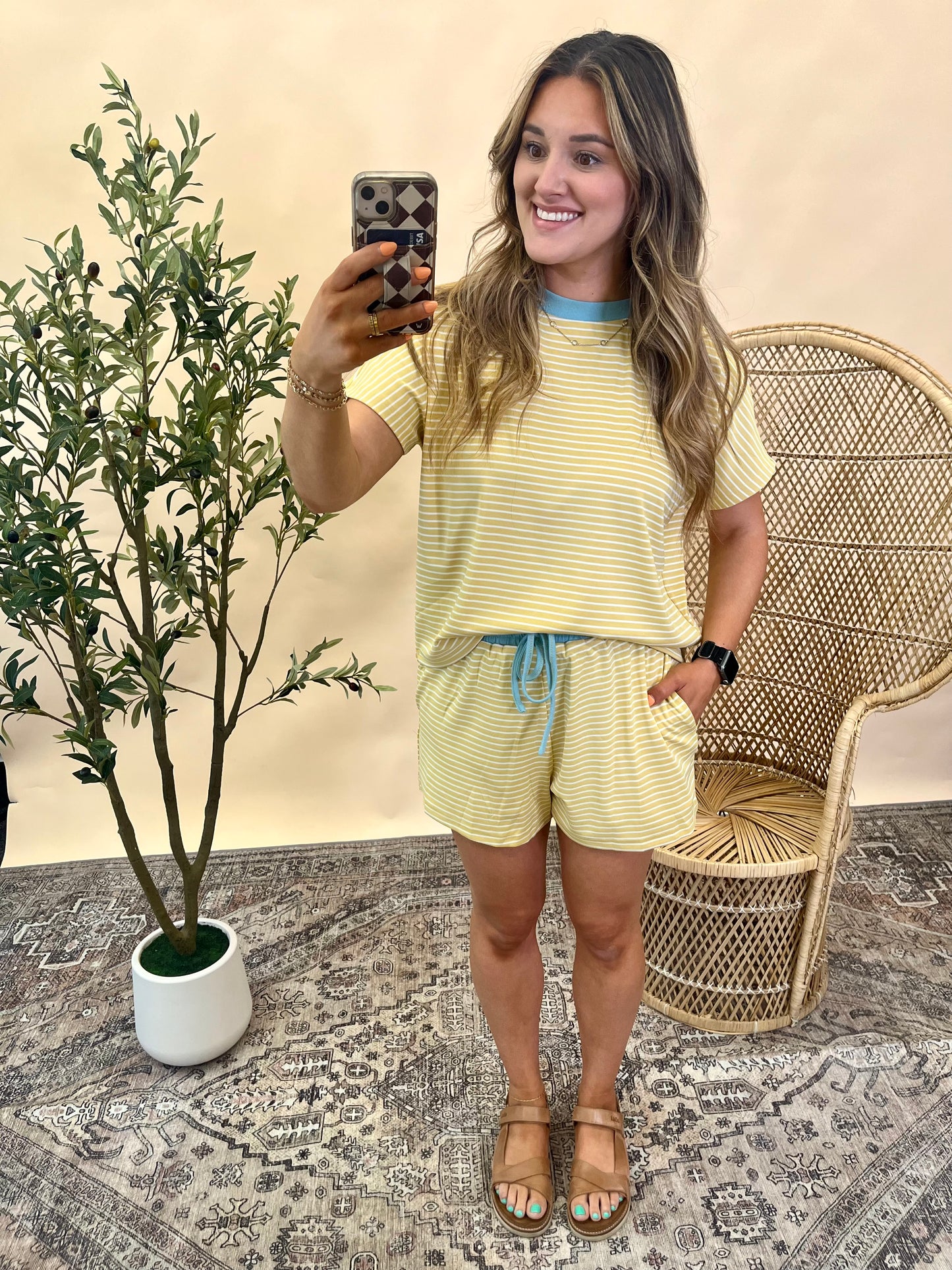 Marlie Knit Shorts - Yellow/Teal