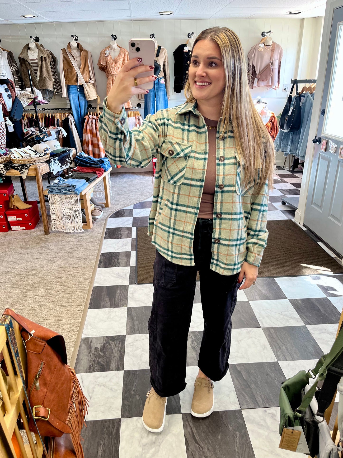 Valarie Plaid Button Down - Green