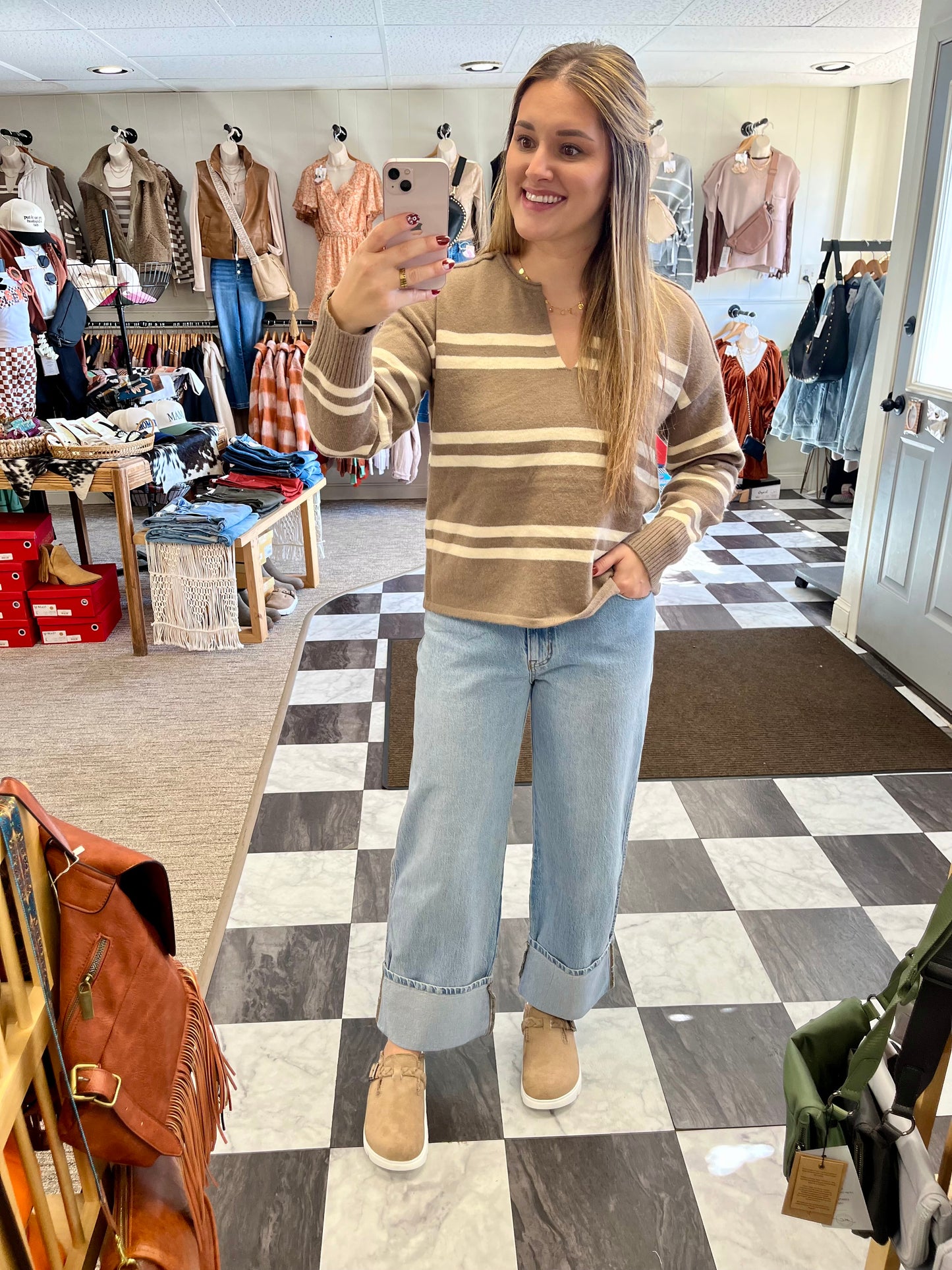 Lana Striped Sweater - Mocha