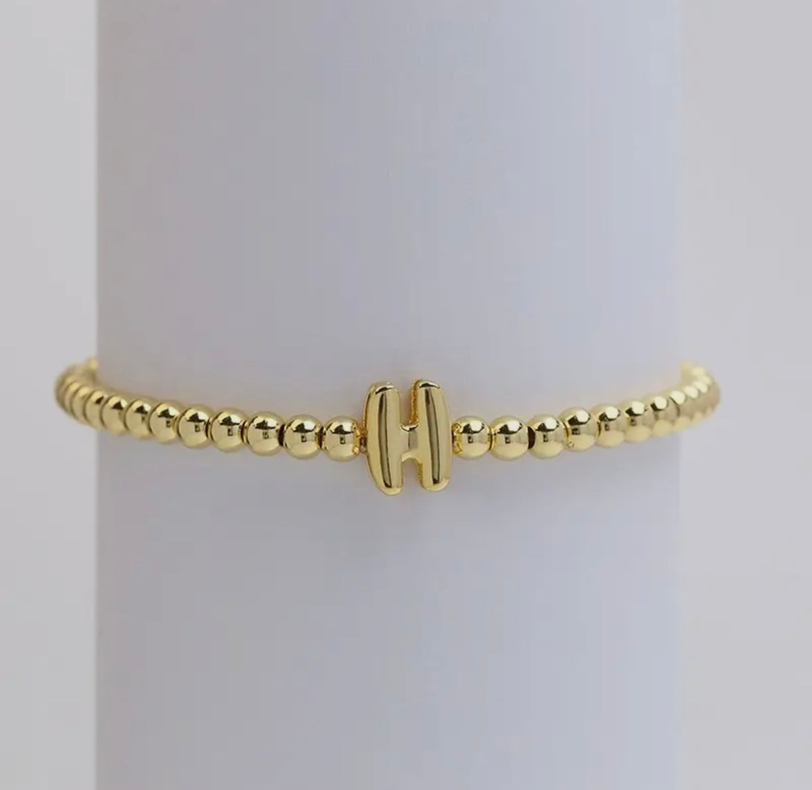 Initial Beaded Bracelet - Gold