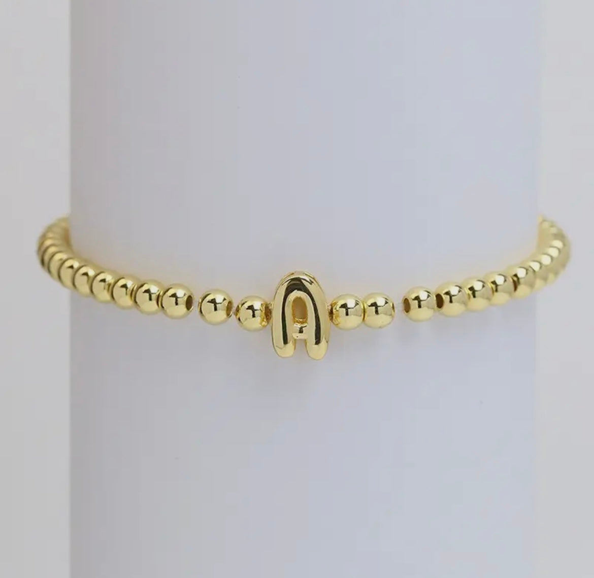 Initial Beaded Bracelet - Gold