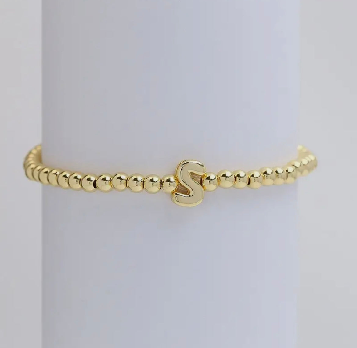 Initial Beaded Bracelet - Gold