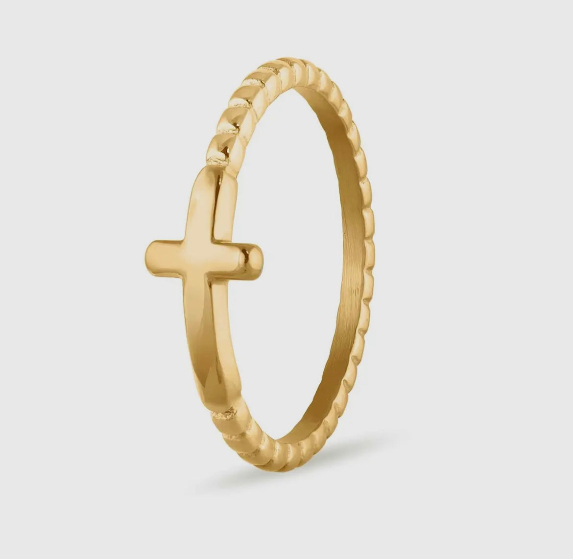 18K Gold Cross Ring