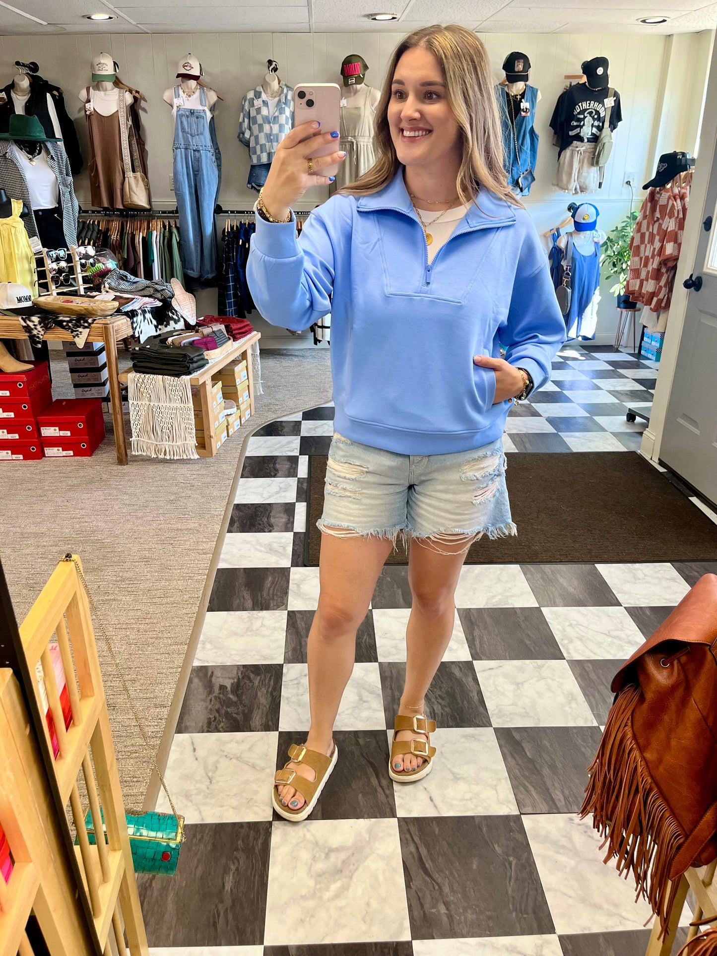 Chelsea Half Zip Pullover - Spring Blue