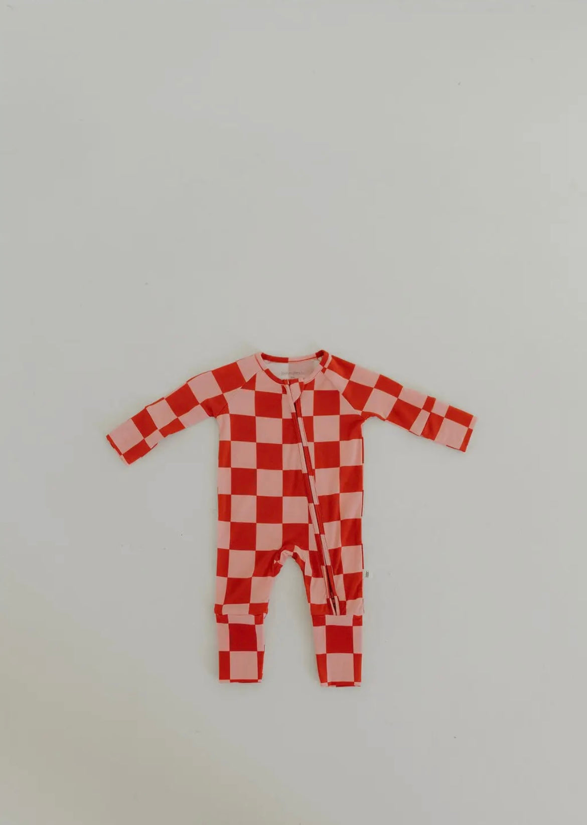 Red Checkerboard Bamboo Zip Pjs