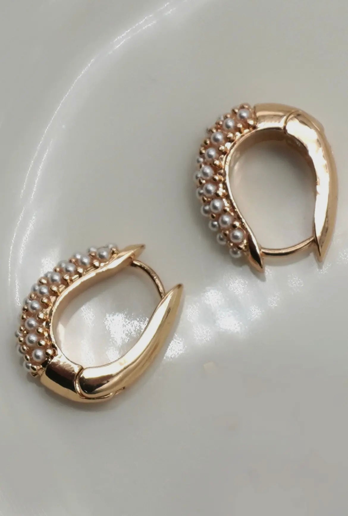 Pearl Hoops - Gold