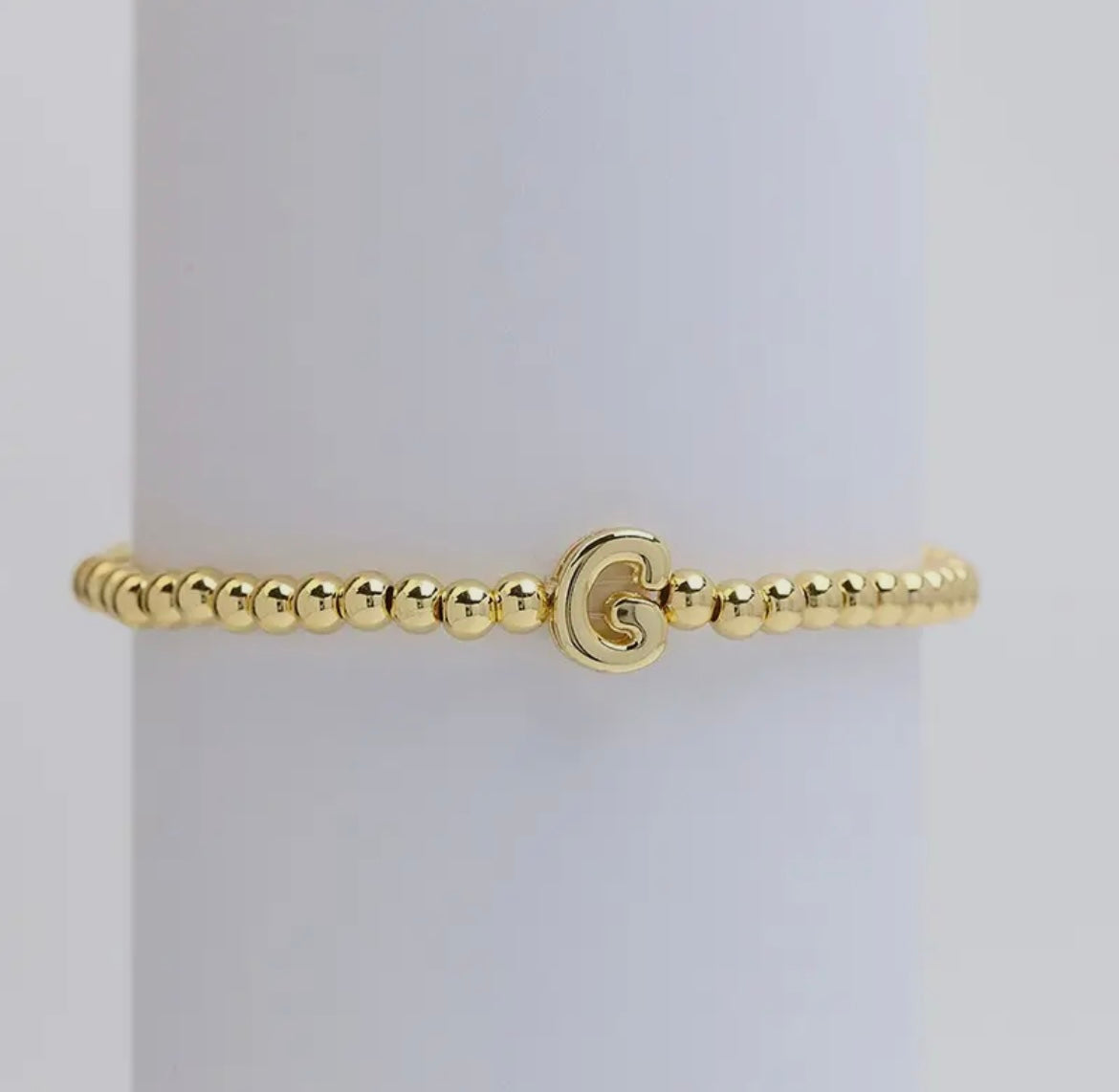 Initial Beaded Bracelet - Gold