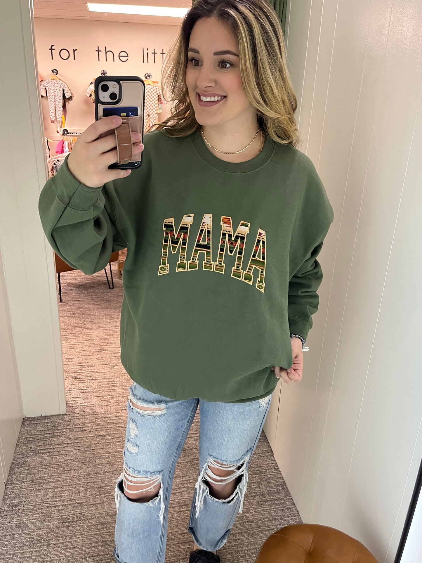 Mama Aztec Sweatshirt - Green
