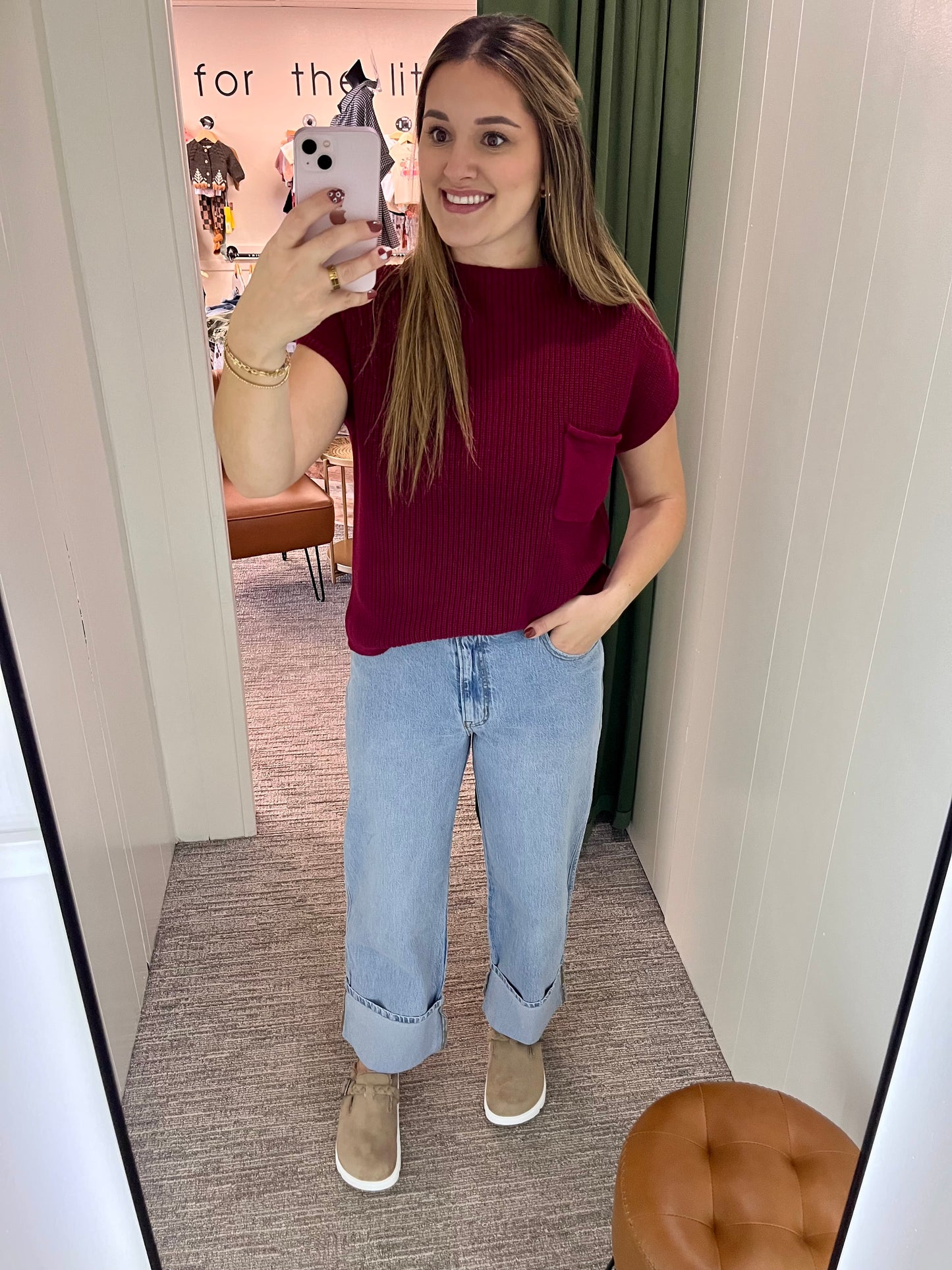 Dahlia Short Sleeve Sweater - Cabernet