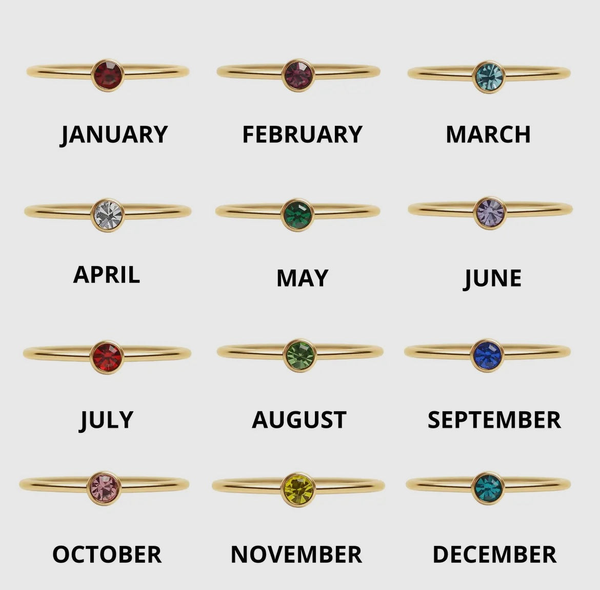 18K Gold Birthstone Stacking Ring