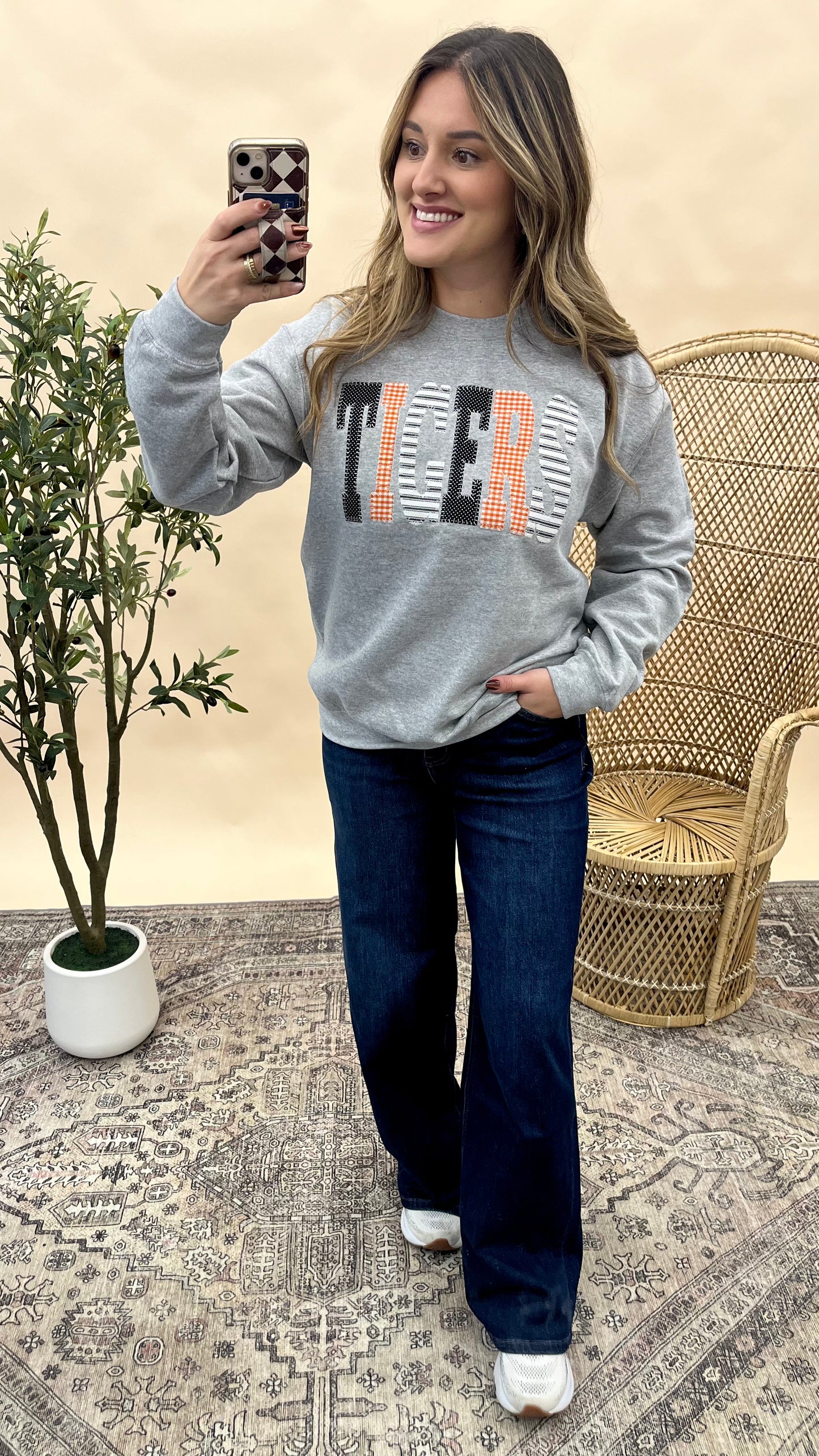 Tigers Patchwork Sweatshirt - Gray