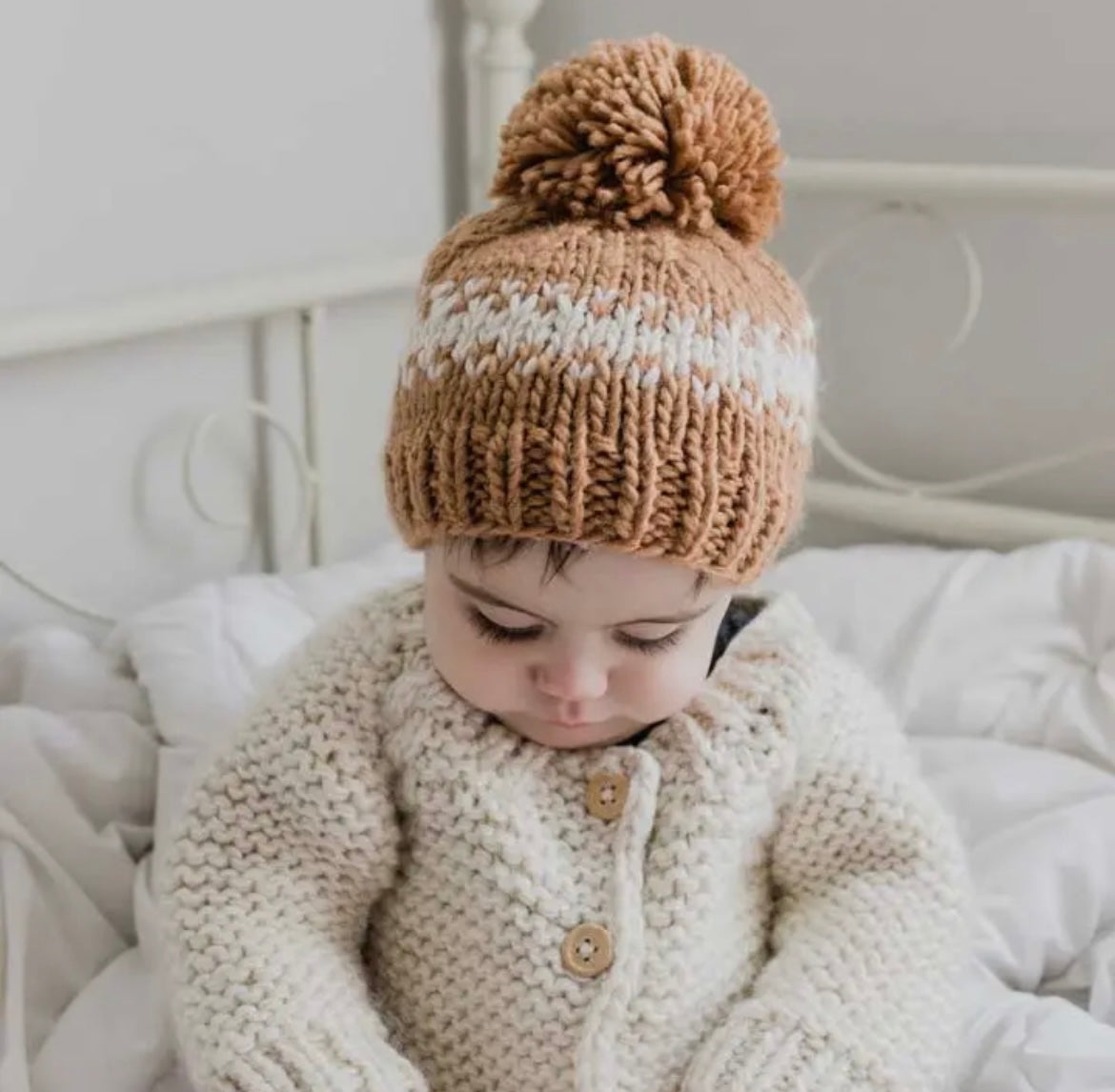Stripped Beanie Hat - Pecan