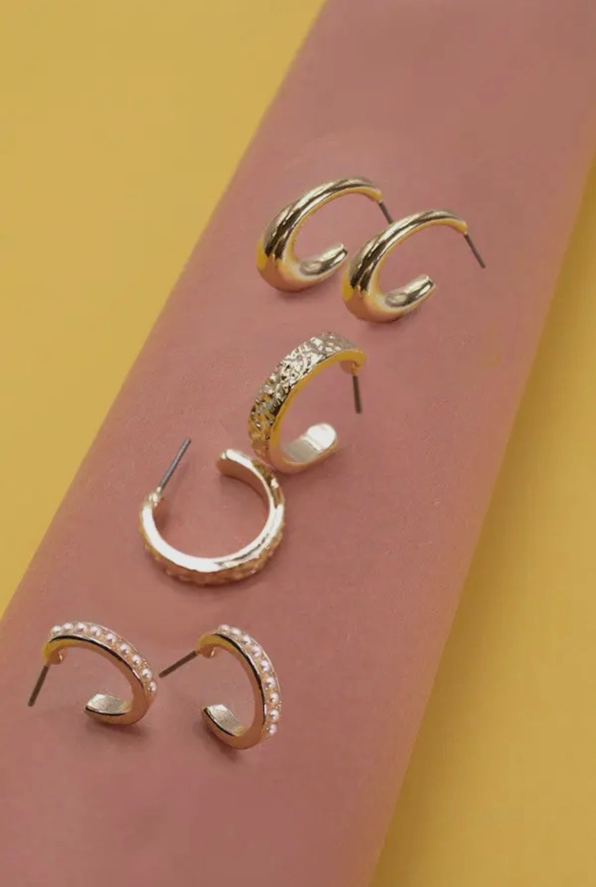 Mini Pearl Hoop Trio - Gold