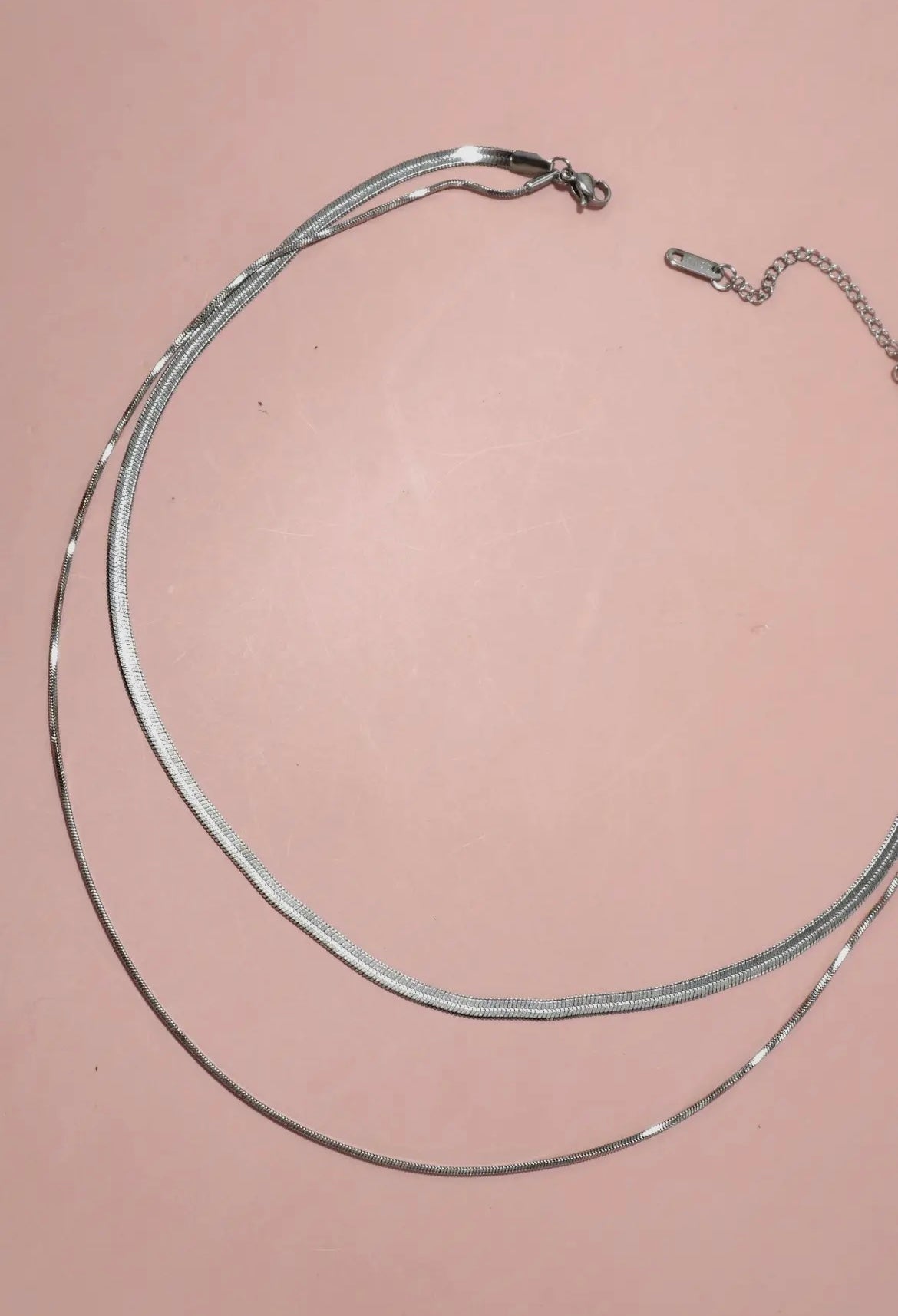 Herringbone Snake Chain Necklace - Silver
