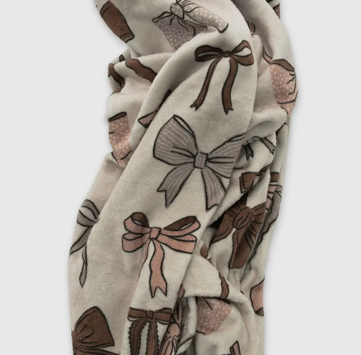 Neutral Bows Plush Throw