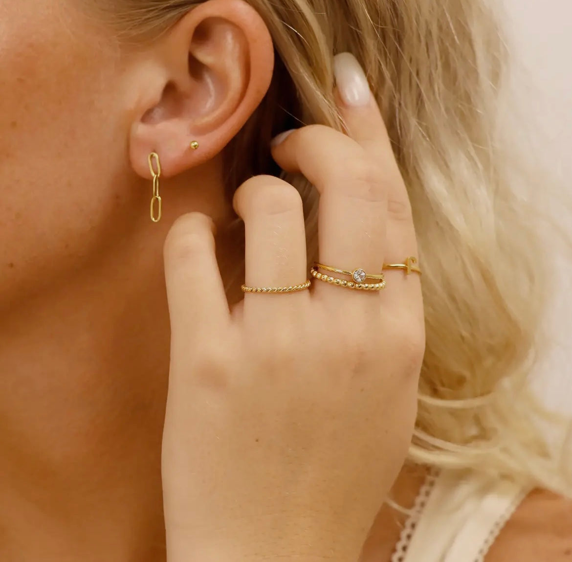 18K Gold Birthstone Stacking Ring