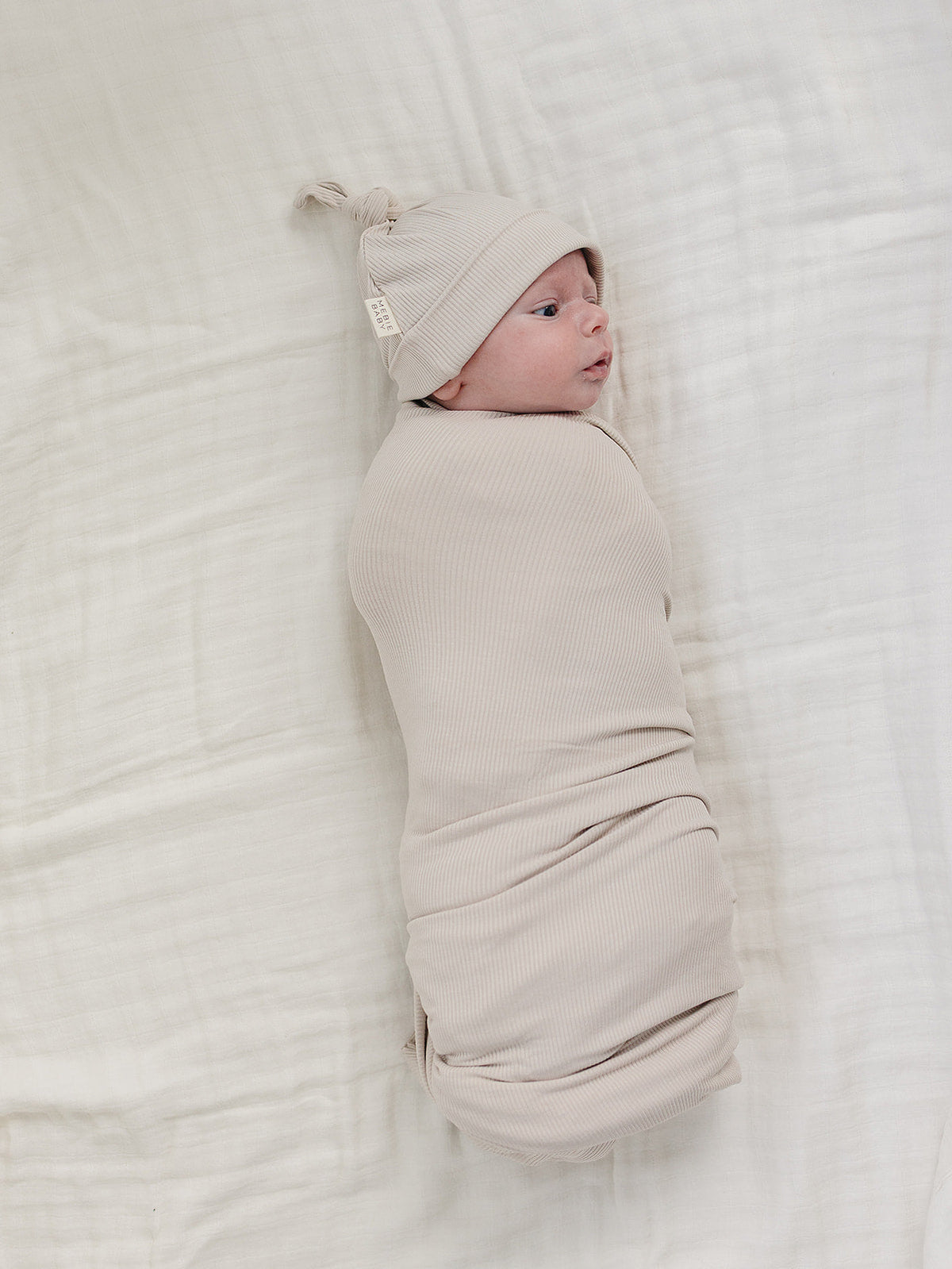 Taupe Ribbed Bamboo Newborn Knot Hat