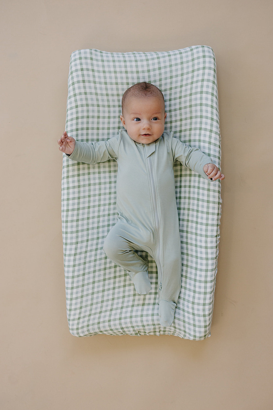 Green Gingham Muslin Changing Pad Cover