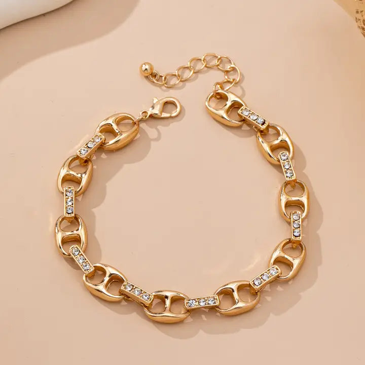 Sparkling Link Chain Bracelet - Gold
