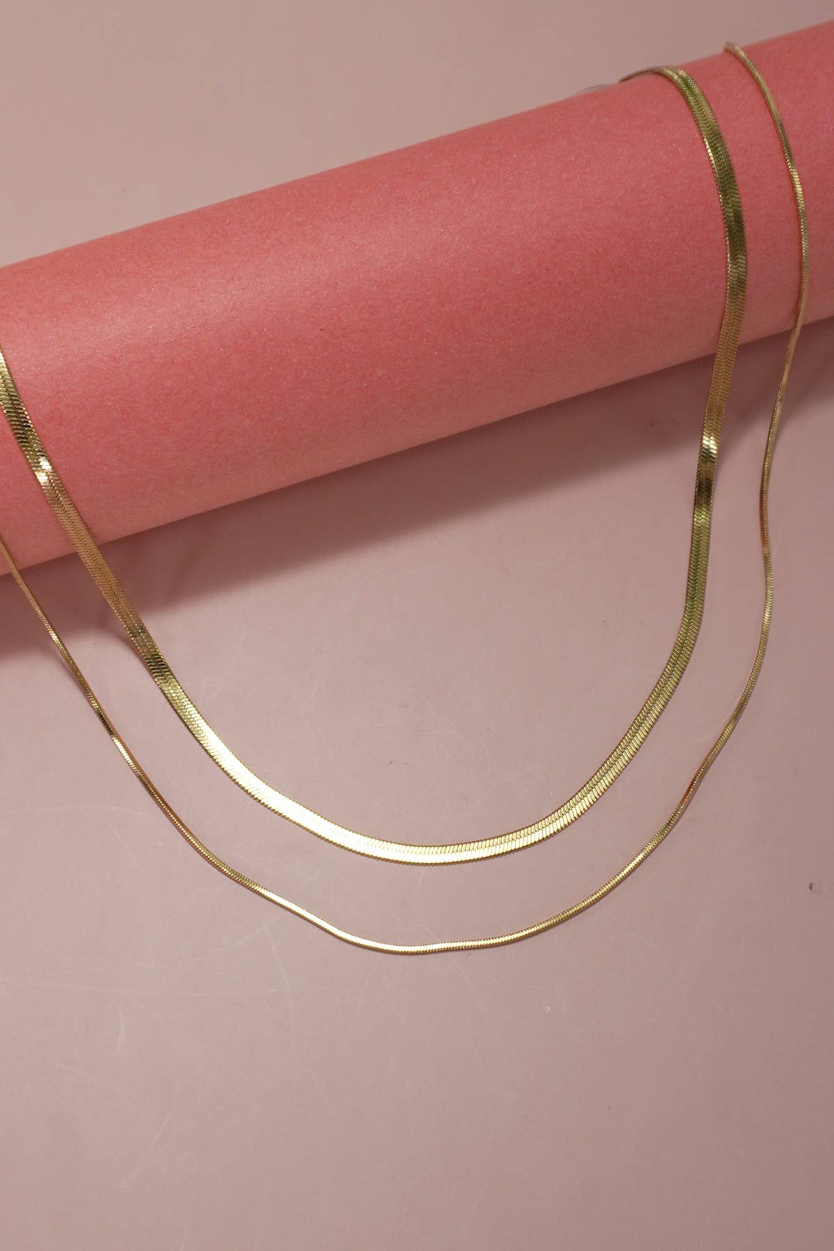 Herringbone Snake Chain Necklace - Gold