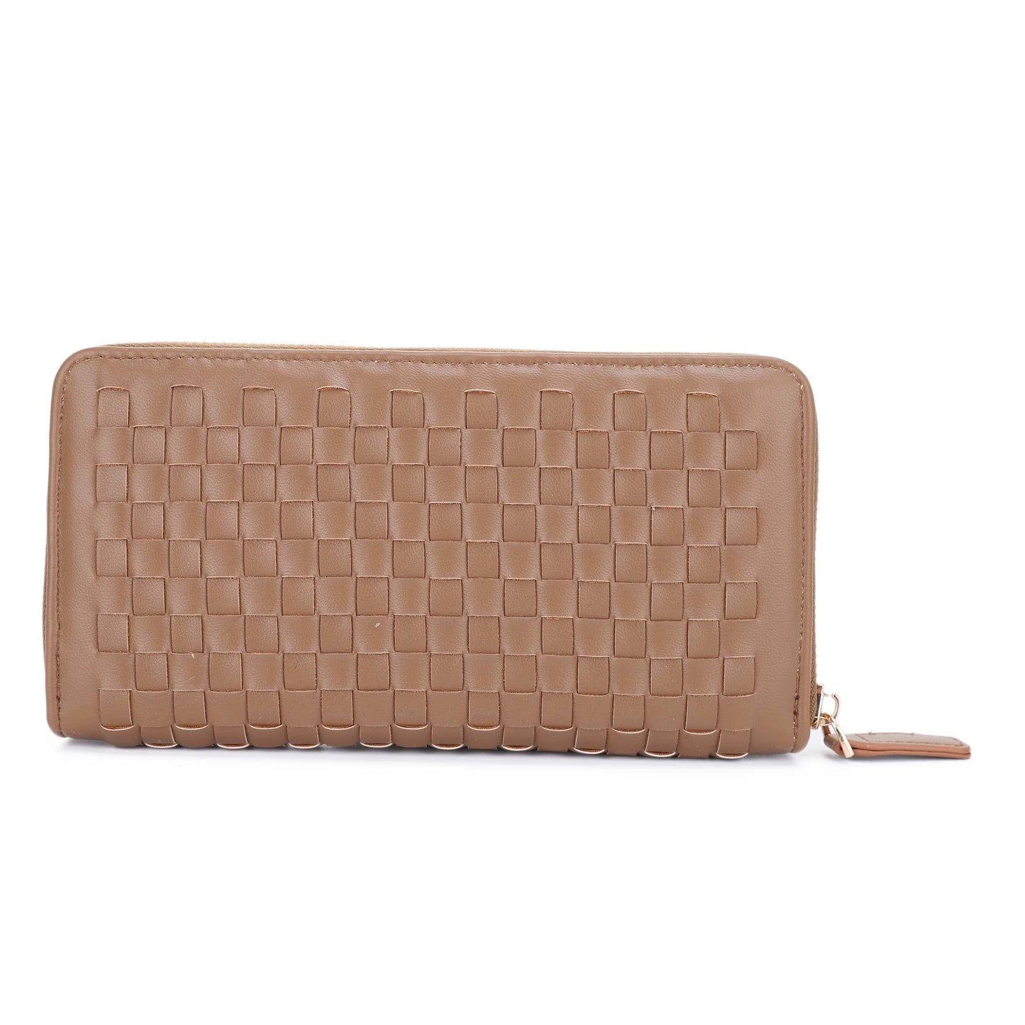 Yoona Woven Zip Wallet: Taupe