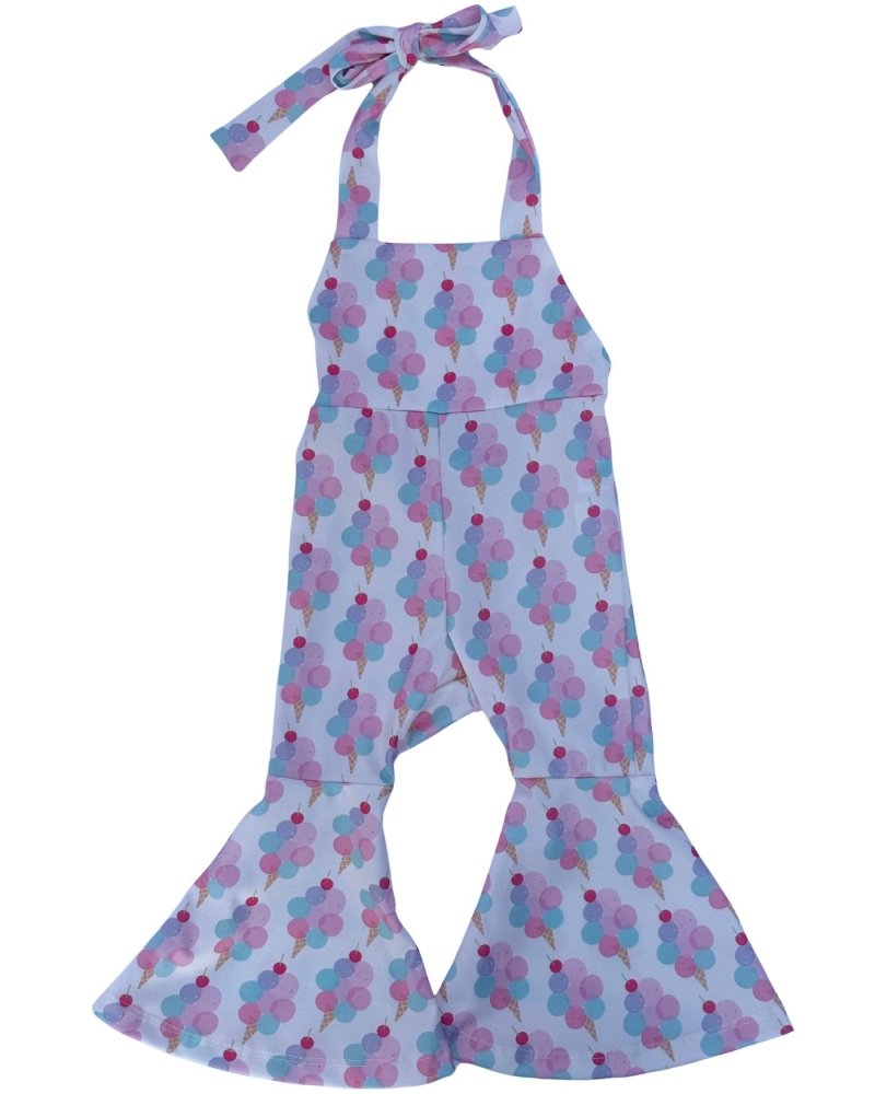 Andi Pleated Bell Bottom Jumpsuit - Bubble Yum