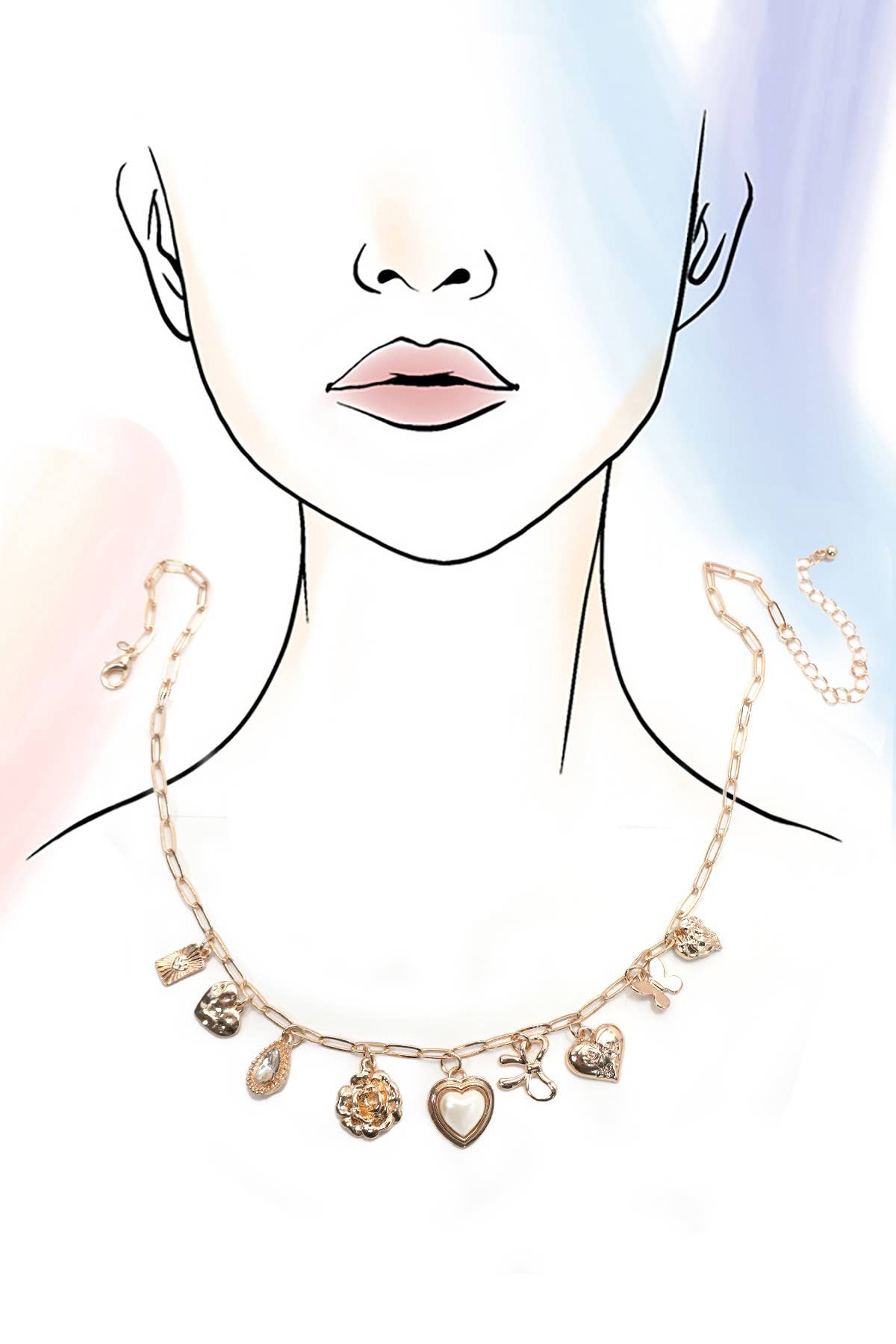 Flower Charm Necklace - Gold