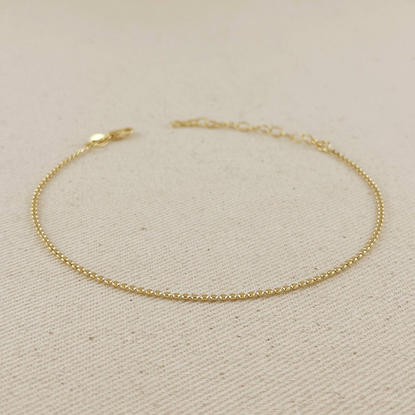 Flat Dots Chain Anklet - 18k Gold
