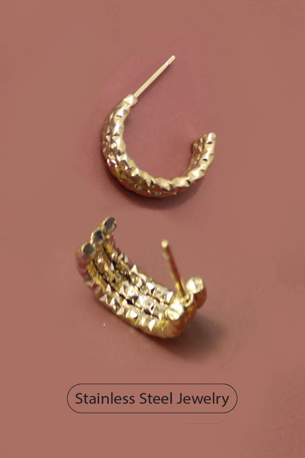 Hammered Huggie Hoop Earrings