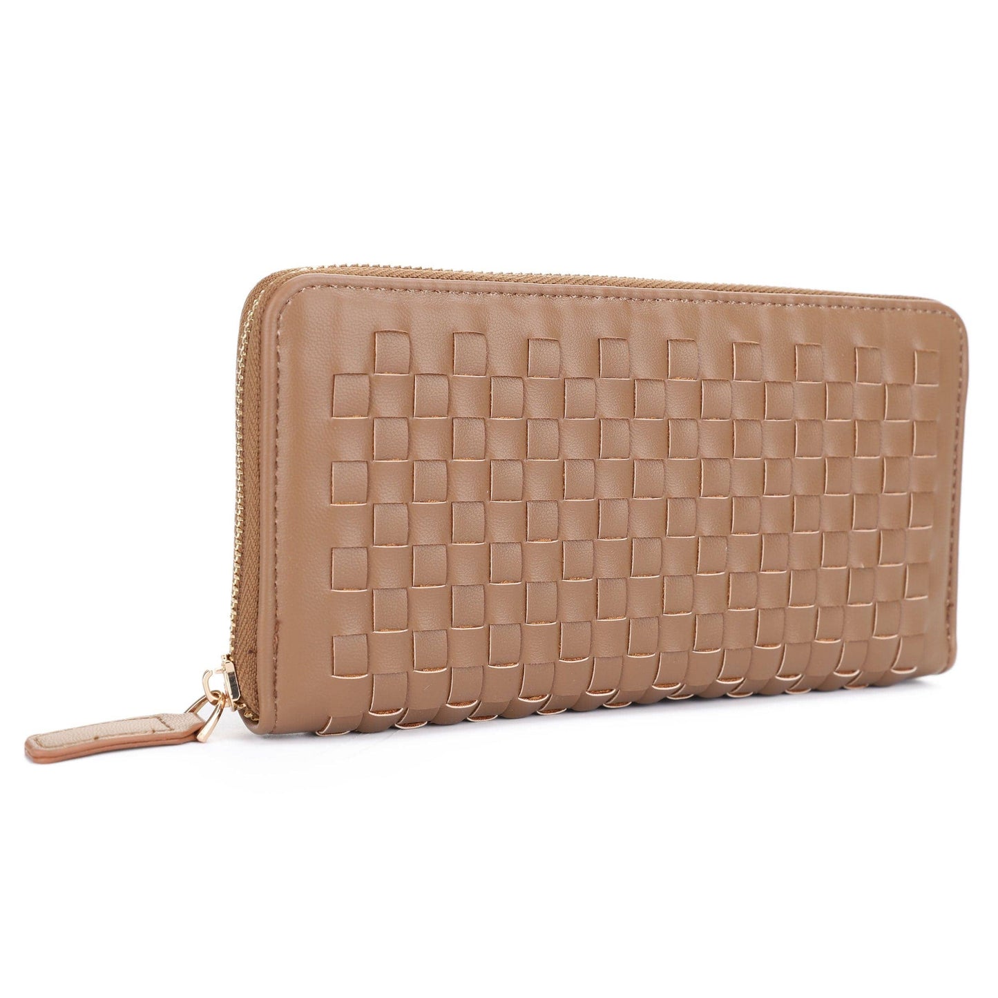 Yoona Woven Zip Wallet: Taupe