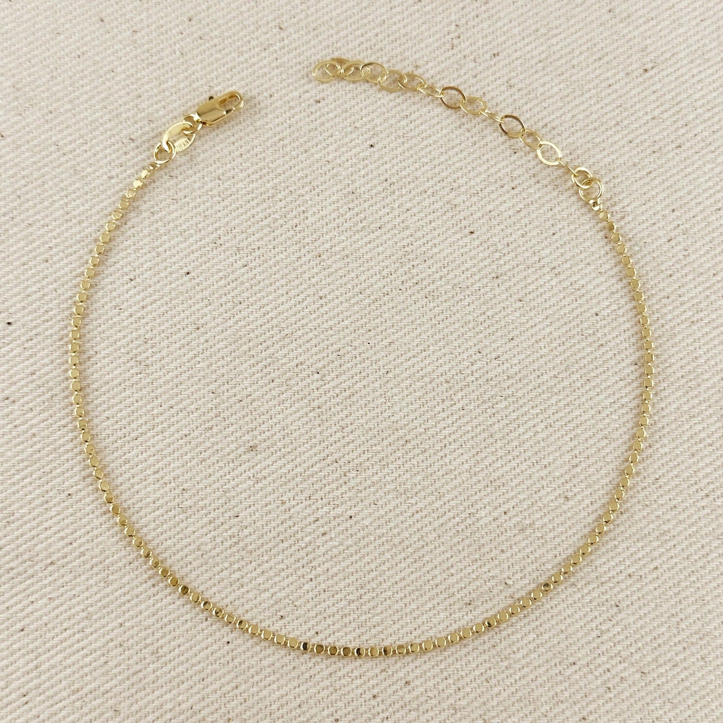 Flat Dots Chain Anklet - 18k Gold