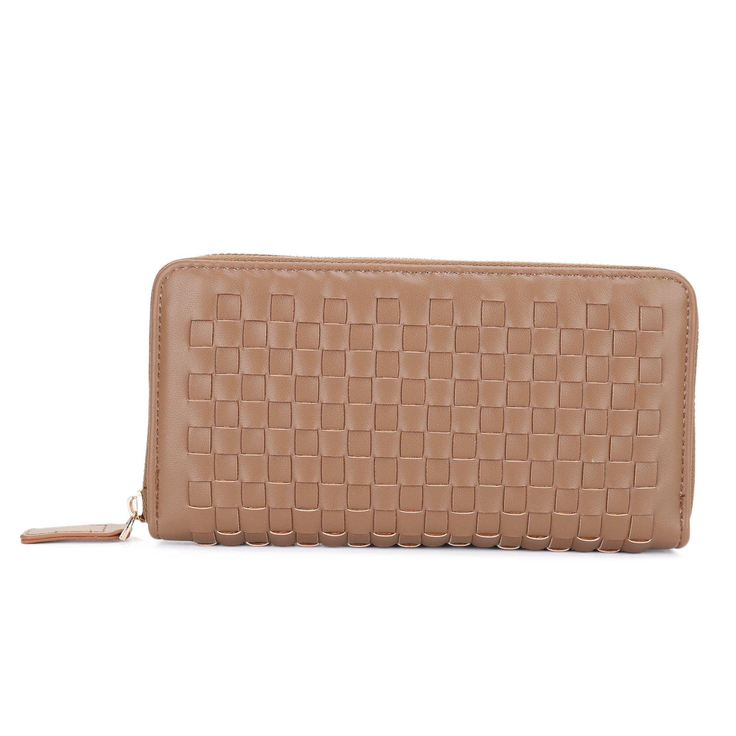 Yoona Woven Zip Wallet: Taupe