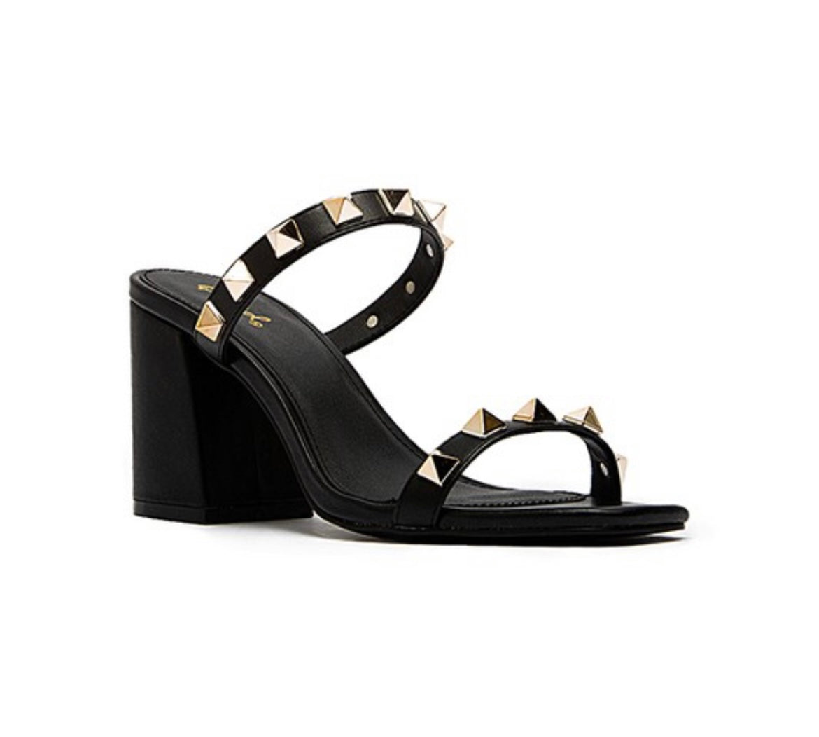 Studded High Heels - Black