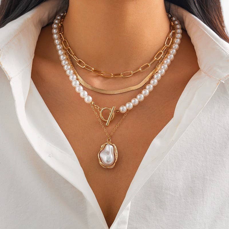Pearl Charm Layered Necklace