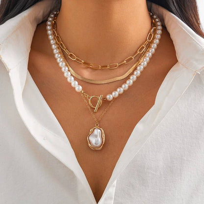 Pearl Charm Layered Necklace
