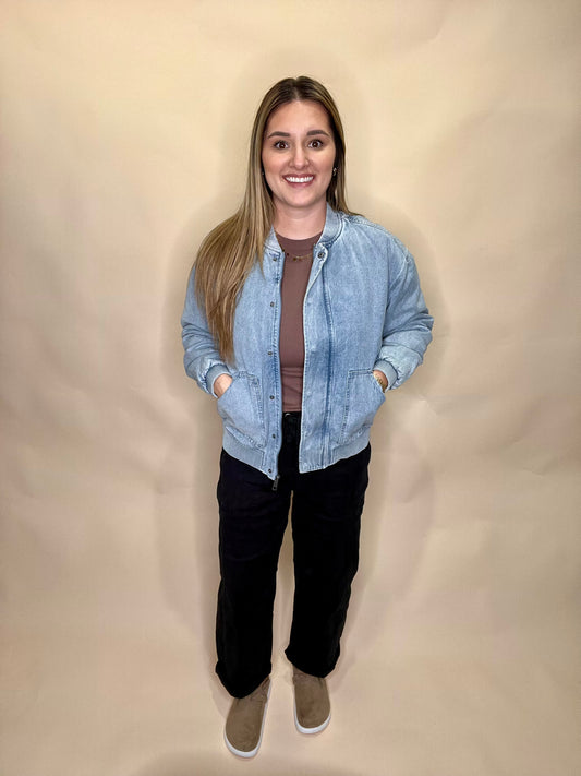 Kailyn Denim Bomber Jacket