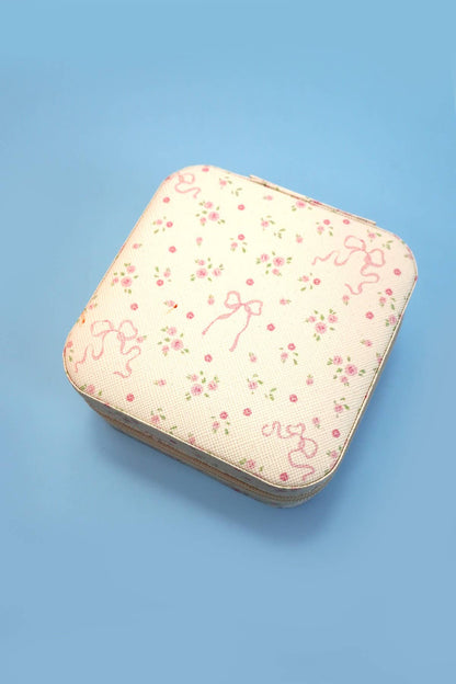 Jewelry Travel Case - White Bows
